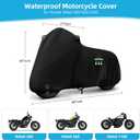 Motorcycle Cover Waterproof for Honda Rebel 300 500 1100, Heavy Duty Outdoor Sun Rain Snow UV Dust All Weather Protection Motorbike Cover with Soft Cotton Lining & Lock Hole