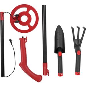 Metal Detector Pinpointer Finder Tool for Inspection Searching (Red Detector Rake Shovel)