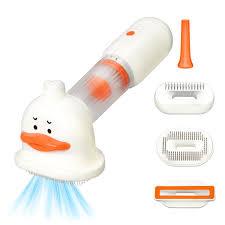 kurtmark Vacuum Dog Brush for Shedding, 4-in-1 Self-Cleaning Slicker & Undercoat Rake, Deshedding Grooming Tool, Anti-Static, Massage & Combing All In One! (White)