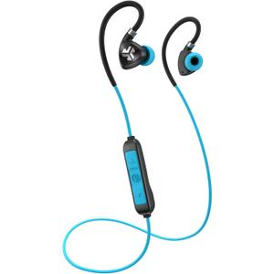 JLab Fit 2.0 Bluetooth Enabled Wireless Sports Earbuds, Bluetooth 4.1, 10mm Titanium Drivers, 6 Hour Battery Life, IP55 Sweatproof, Flexible Memory Wire, Blue