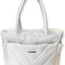 Puffer Tote Bag for Women, Lightweight Puffy Tote Handbag for Travel Work Bag with YKK Zipper, Non-slip Bottom