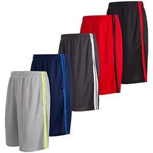5 Pack: Men's Dry-Fit Sweat Resistant Active Athletic Performance Shorts XXL