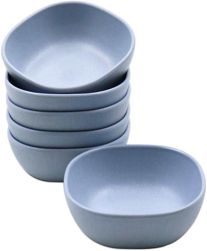 5PCS 4.5 OZ Small Dessert Bowls, 3.7 x 3.7 x 1.2 In Stacked Pinch Bowls, Wheat Straw Mini Prep Bowls, Unbreakable Dipping Saucers for Side Dishes, Seasoning, Snack, Appetizer (Blue)