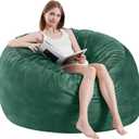 Bean Bag Chairs for Adults - Memory Foam Furniture BeanBag Chair - Kids/Teens Sofa with Soft Micro Fiber Cover - Round Fluffy Couch for Living Room Bedroom College Dorm - 3 ft, Green (Medium)