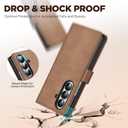 Oududianzi Leather Wallet Case for Samsung Galaxy Z Fold 7, PU Leather Flip Cover with Card Slots, Wrist Strap & Kickstand, Protective Phone Case, Dark Brown