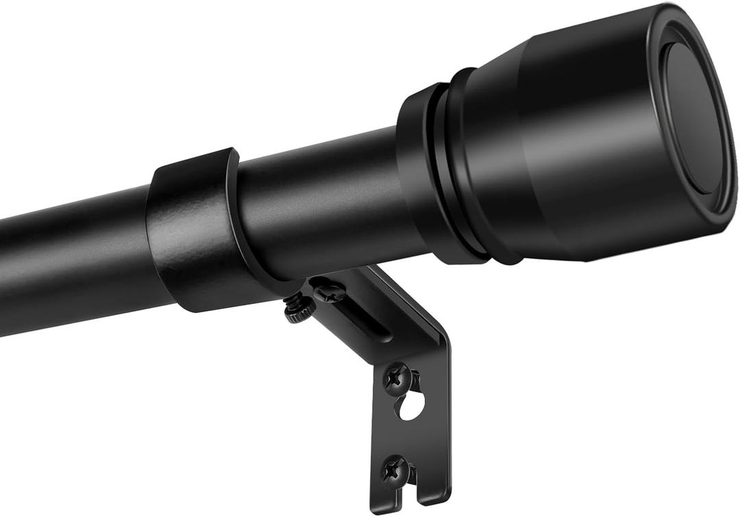 1” Diameter Curtain Rods Itself is 30 to 144 inch 1 Pack Fit 30-142 inch, 66 to 120 inch Window with Heavy Duty Adjustable Rod Matte Black Splicing Metal Extra Long Curtain Rod for Windows