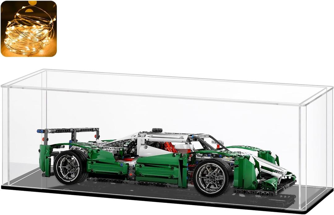 LASOA Acrylic Display Case, Display Box for Collectibles, Figures, Memorabilia, Clear Showcase with Black Base, Self-Assembly Display Container, 8x4x4inch