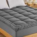 Sonive Twin Mattress Protector, Extra Thick Pillow-Top Mattress Topper with Premuim 1000gsm Alternative Filling, Fluffy Soft Quilted Mattress Pad, Mattress Cover Oeko-Tex Certified Grey