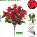 Ouddy Decor 6 Bundles Artificial Flowers for Outdoors Decorations, Fake Silk Flowers Faux Plants Plastic Bouquet UV Resistant for Porch Garden Wedding Spring Summer Indoor Outside Home Decor, Red