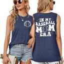 Baseball Mom Shirt Tank Tops Baseball Love Graphic Tee Shirts Women Summer Casual Loose Sleeveless Shirt (Blue, XL)