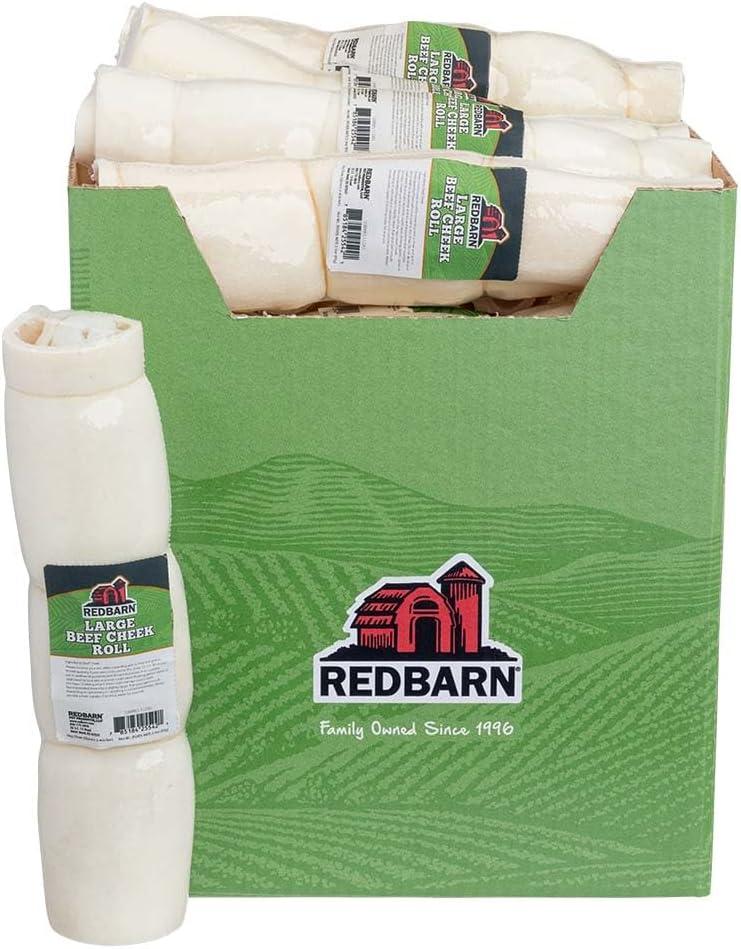 Redbarn Pet Products All-Natural Large Beef Cheek Rolls for Dogs, Uncoated - Single Ingredient Grain-Free Chew Treat Naturally Rich in Collagen - No Artificial Preservatives - Pack of 12 (EXP 09/12/29)