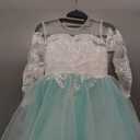 Abaowedding Lace Embroidery Sheer Long Sleeves Kids Trailing Gowns (10, Aqua)