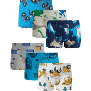 Boboking Toddler Boys Trainer Underwear Little Kids Boy Boxer Briefs (6, White Blue Gray), Size 6T