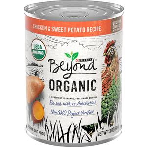 Purina Beyond Organic Wet Dog Food, Organic Chicken & Sweet Potato Adult Recipe Ground Entrée With Broth - (Pack of 12) 13 oz. Cans