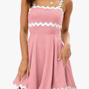 Shy Velvet 2025 Women's Summer Mini Dress Casual Linen Dress Cocktail Dresses for Women Sundresses with RIC Rac Trim Size S