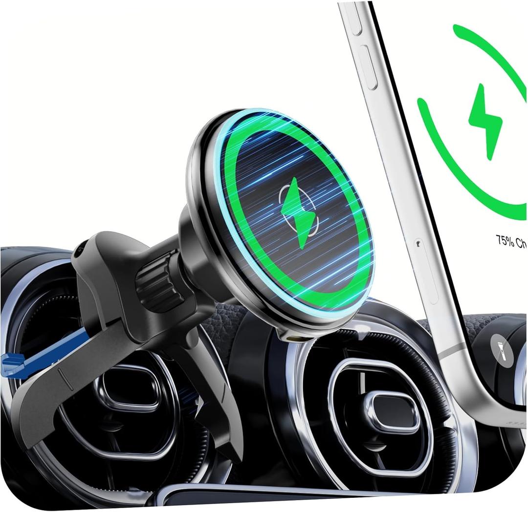 15w Charger Car Phone Mount for Magsafe, Air Vent Car Mount Magnetic Wireless Phone Holder for Mercedes Benz A/B/C/E/V/G/Class & Audi A1/A3/A3 for iPhone 17 16 15 14 13 12 Pro Max, Black