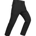 YSENTO Men's Insulated Snow Ski Pants Waterproof Winter Fleece Lined Softshell Hiking Cargo Pants Zipper Pockets Black 34
