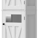 Halitaa Tall Narrow Bathroom Storage Cabinet, Slim Bathroom Cabinet with Adjustable Shelves and 2 Doors, Farmhouse Freestanding Floor Storage for Small Spaces, Bathroom, Kitchen, Living Room, White