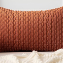 Kevin Textile Valentines 12x24 Inch Pillow Cover 1 Pack Boho Decorative Soft Striped Corduroy Lumbar Farmhouse Color Accent Rectangle Cushion Case for Living Room Couch Sofa Bed, Red