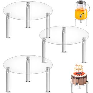 3PCS Drink Dispenser Stand Beverage Water Crock Dispenser Holder Clear Round Acrylic Cake Cupcake Plant Display Plate Fit Max 7.87 Inch Diameter Glass Jar Jug Container Filter Bottle