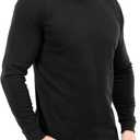 Utopia Wear Turtleneck Men Slim Fit UPF 50+ Lightweight Pullover Sweater Long Sleeves Top (Black, L)