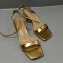 Women's Heeled Sandals Strappy Low Block Heels Chunky for Women Comfortable Ankle Strap Open Toe Party Wedding Dress Shoes for Women Dressy (8, Aa-gold)