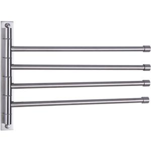 GERZWY Swivel Towel Bar SUS 304 Stainless Steel 4-Arm Bathroom Swing Hanger Towel Rack Holder Storage Organizer Space Saving Wall Mount Brushed Finish HYG04-LS