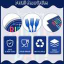 96Pcs Blue Party Decorations for Men Blue Birthday Paper Plates Napkins and Forks Happy Birthday Party Supplies