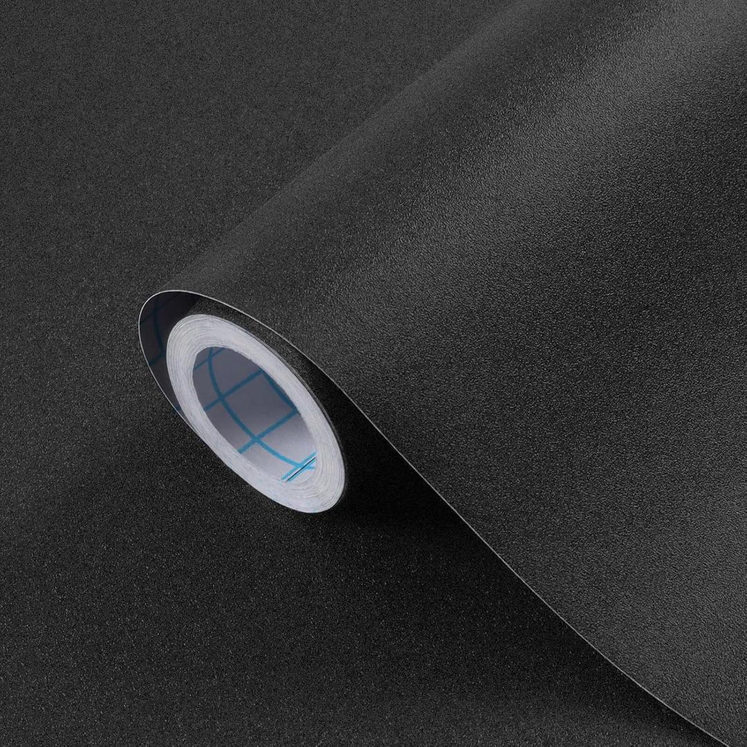 Heroad Peel and Stick Wallpaper Matte Black Contact Paper for New Environmentally Friendly Materials Thickening Upgrade Increase Stomata Wallpaper for Countertops Bathroom Kitchen 23.6" x 393"