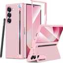 Maxdara for Z Fold 6 Case, Galaxy Z Fold 6 Case with S Pen Holder, Built-in Kickstand and Screen Protector Support Wireless Charging Shockproof Slim Phone Cover, Pink