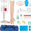 Alcedo Phlebotomy Practice Kit, Complete Venipuncture and Injection IV Practice Essentials, Realistic Training Arm with Stand & Carry Bag, Light Skin, Educational Use for Medical Students and Nurses