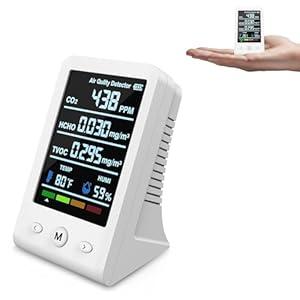 Dienmern 5-in-1 CO2 Monitor Carbon Dioxide Detector, Indoor Air Quality Monitor, CO2 Meter with Alarm, Tester for Carbon Dioxide, Temperature & Humidity, for Grow Tents, Bedroom, Home