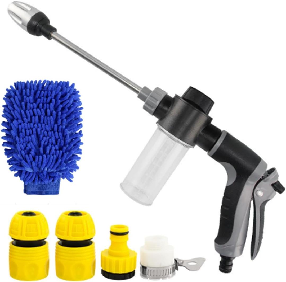 Washer Gun, High Pressure Garden Hose Nozzle with 360 Rotating Nozzle, 3 Spray Modes, Handheld Jet Nozzle Power Washer for Garden Hose - Fit with U.S. 3/4In Threaded Hoses