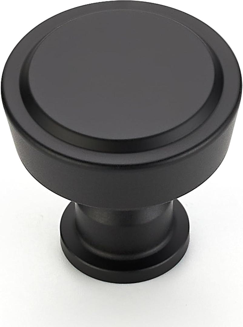 Ravinte 10 Pack Matte Black Kitchen Cabinet Knobs Single Hole Round Dresser Knobs Cabinet Hardware for Kitchen Dresser Drawers