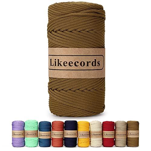 Likeecords 4mm Polyester Braided Macrame Cord Rope 140Yards /426Feet Macrame Supplies for DIY Crafts, Elastic Yarn for Crocheting Wall Hangings, Plant Hangers, Holders, and Home Decorations