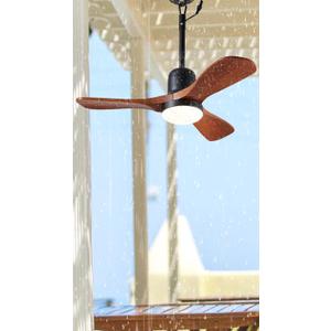 36"" Outdoor Gazebo Fan with Dimmable Light and Memory Remote, Plug-In Wet Rated Outdoor Ceiling Fan, Outdoor Hanging Fan For Gazebo, Patio, Waterproof, Walnut, F235-BK-36in