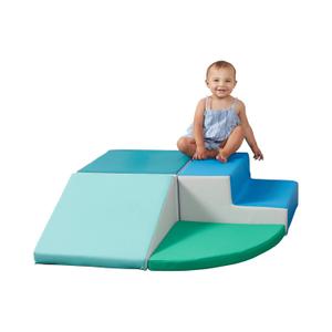 SoftScape Toddler Playtime Corner Climber, Indoor Active Play Structure for Toddlers and Kids, Safe Soft Foam for Crawling and Sliding (4-Piece Set) - Contemporary/Green, 11619-CTGN, 36" L x 36" W x 10" H