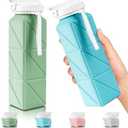 Collapsible Travel Water Bottles, Food Grade BPA Free Silicone Foldable Water Bottle, Leakproof Portable Expandable Water Bottles for Traveling, Camping, Hiking, Cycling & Sports Outdoor 620ml(2 Pack)