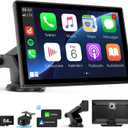 Wireless CarPlay Screen - 9'' Portable Car Stereo with 4K Dash Cam, 1080P Backup Camera, Satellite Radio, Apple CarPlay & Android Auto, GPS Navigation/AirPlay/Voice Control