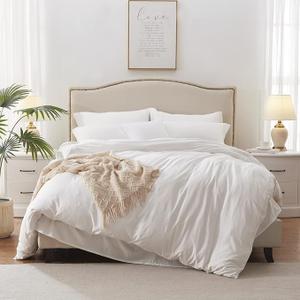 MILDLY Super Soft Duvet Cover - 100% Washed Microfiber White Comforter Cover Set 3 Pieces with Zipper Closure & Corner Ties (No Comforter)