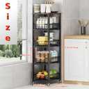 Metal Wire Baskets with Wheels, Stackable Storage Bins Kitchen Organizer Shelf, Multi Layer Fruit Vegetable Cart Dishes Seasonal Rack Freestanding with Pull Out Slide Drawer, 5 Tier with Slide Drawer