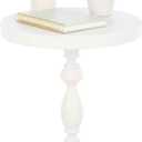Pedestal Side Table - Round End Table with Vintage Look - Accent Furniture for Living Room, Bedroom, Office, or Entryway - Functional End Tables for Small Spaces by Lavish Home (White)