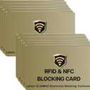 SaiTech IT RFID Blocking Card, 10 Pack Entire Wallet Purse Shield For Men & Women, NFC Contactless Bank Debit Credit Card Protector ID ATM Guard - Golden