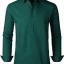 Men's Dress Shirts Regular Fit Solid Long Sleeve Formal Shirt Business Casual Button Down Shirts (X-Large, 00097_dark Green)