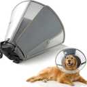 Soft Dog Cone Collar for Large Medium Small Dogs After Surgery, Adjustable Pet Recovery Elizabethan Collar for Dogs and Cats, Grey Medium