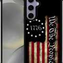 Phone Case Compatible with Samsung Galaxy S24- Wireless Charging Compatible,HH American Classic Flag TPU Bumper and Hard PC Pattern Back Case