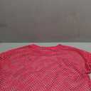 CLOZOZ Women's Mesh Crop Top See Through Fishnet Shirt Short Sleeve Crew Neck Sheer Cover Up Rose Red, M/L