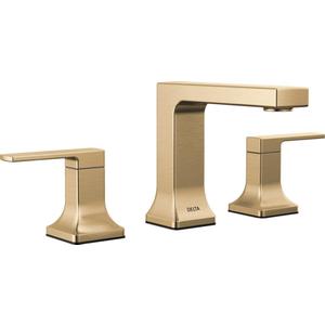 Delta Velum Brushed Gold Bathroom Faucet 3 Hole, 8 Inch Widespread Bathroom Sink Faucet for Vanity, Metal Push-Pop Drain Assembly, Champagne Bronze 3537LF-CZMPU