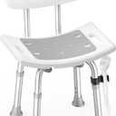 Shower Chair for Inside Shower with Back, Tool-Free Assembly, Height Adjustble Shower Seat with EVA Cushion and Non-Slip Feet, Support Up to 350 lbs, Grey