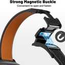 Leather Magnetic Bands Compatible with Apple Watch 11/10/9/8/7/6/5/4/3/2/1/SE/SE2/Ultra, Women Men Wristbands for iWatch 49mm/46mm/45mm/44mm/42mm/41mm/40mm/38mm (Orange+ Gold Buckle)